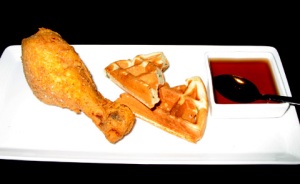 Bluesy Food: fried chicken & waffles.